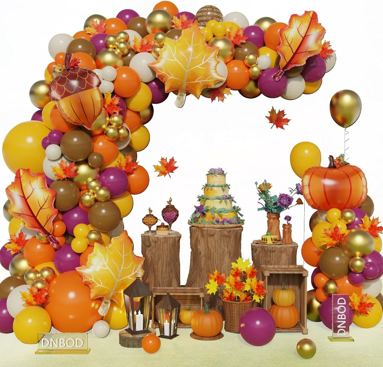 Fall Thanksgiving Maple Balloon Arch Kit,170Pcs Boho Orange Brown Gold Berry Color Balloon Garland with Pumpkin Acorn Maple Foil Balloons for Autumn Birthday Baby Shower Harvest Party Decorations